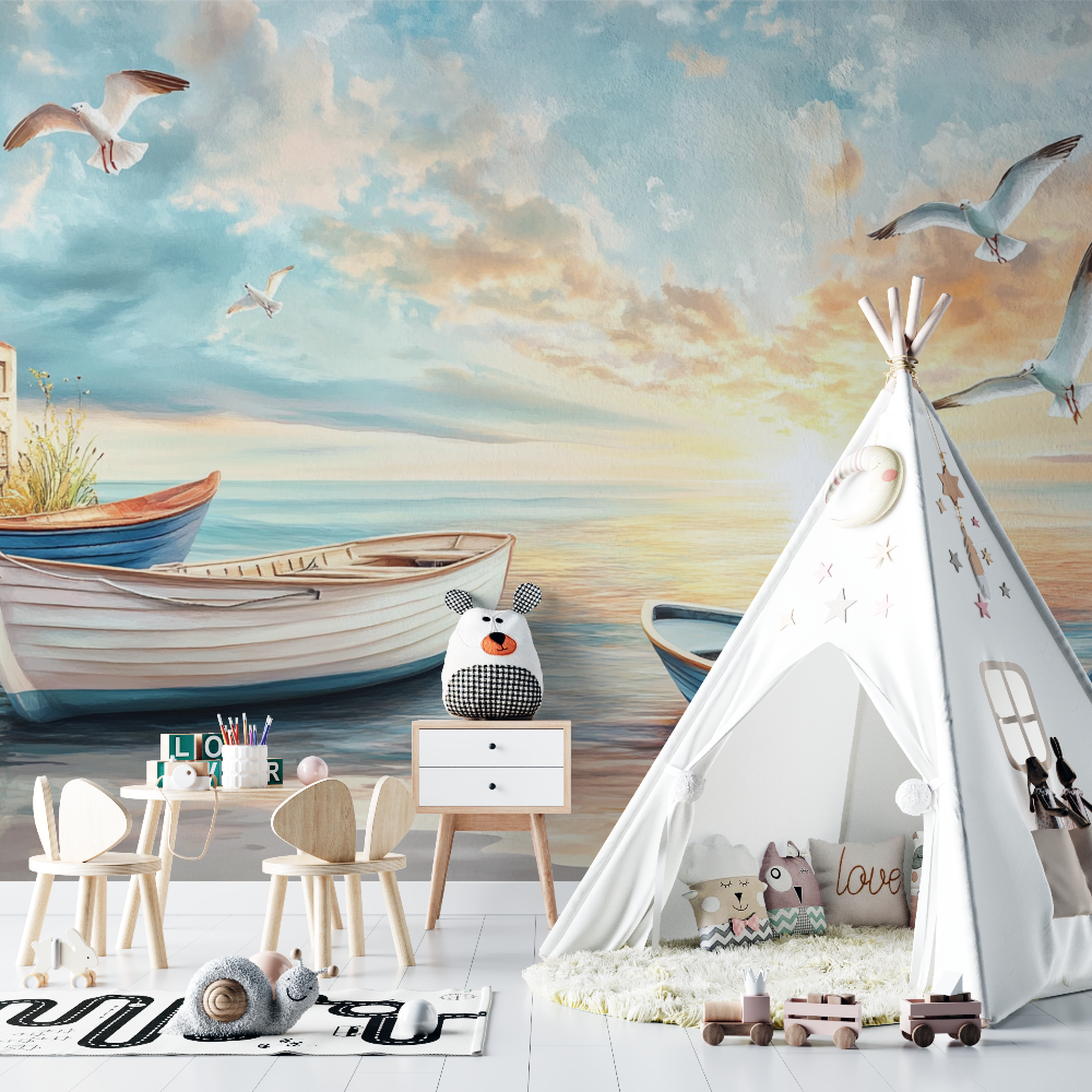 Papier peint marin amarrage chambre bebe