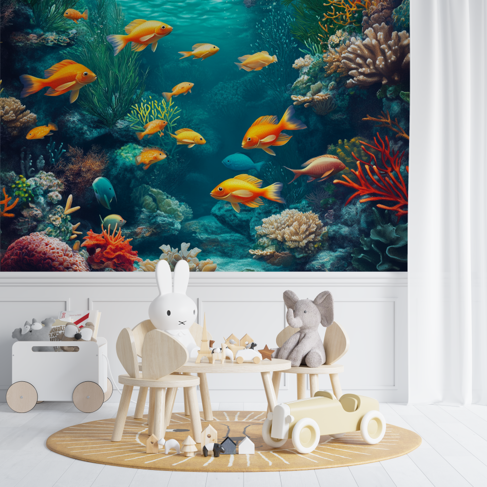 Papier peint marin joyeux poissons chambre de bebe