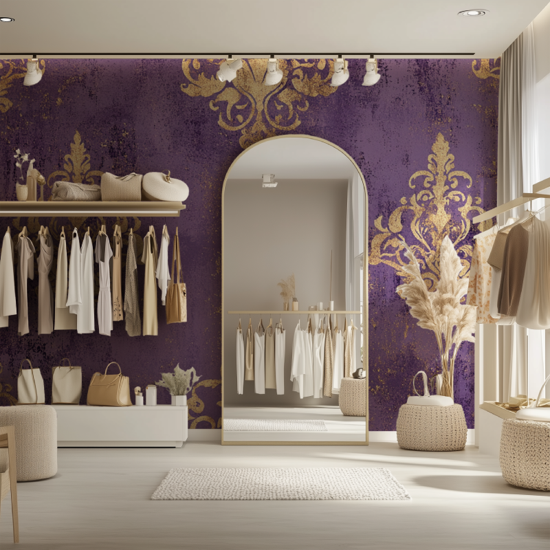 Papier peint vintage violet dressing