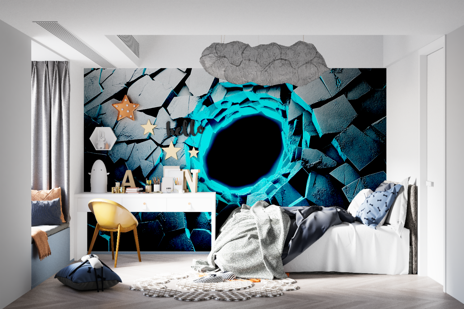 Papier peint effet neon gaming tapisseries murale