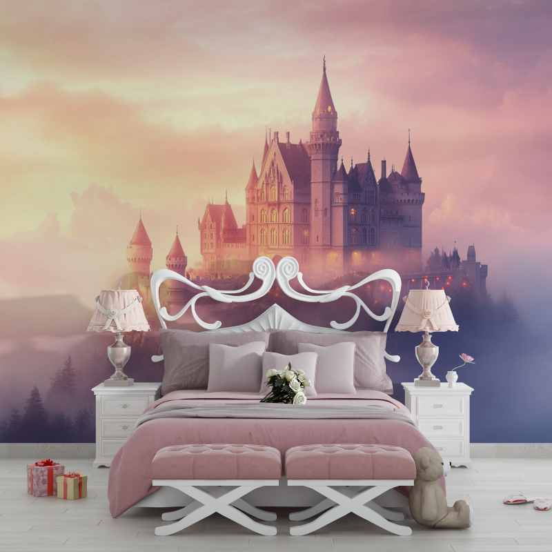 Papier peint princesse chateau mirage chambre filles