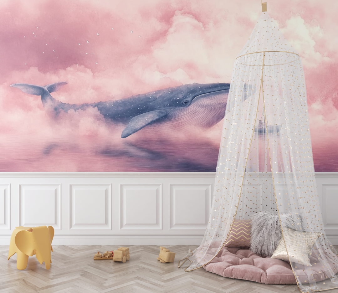 Papier peint baleine et bateau bebe