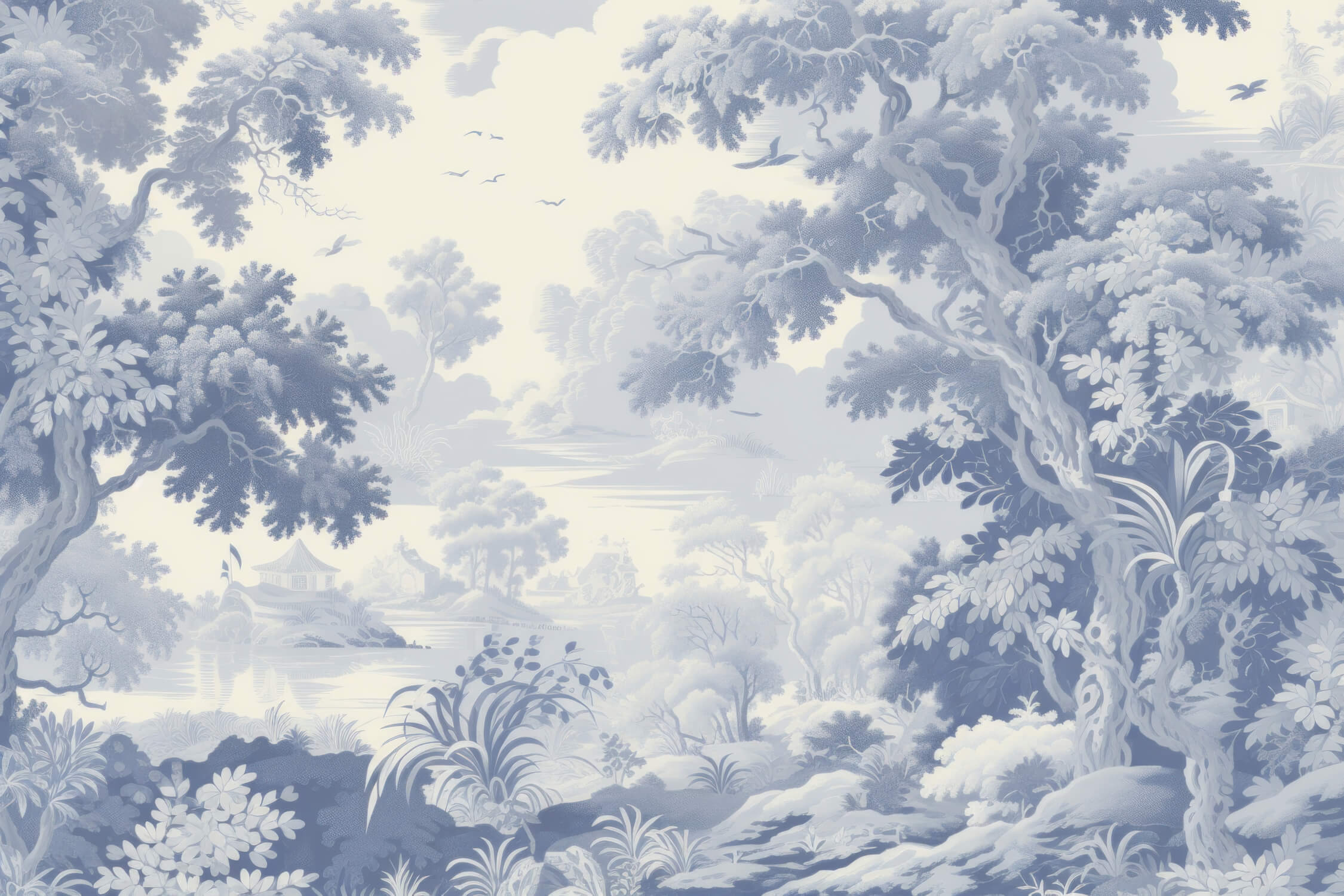 Papier Peint Toile De Jouy Toile Bleu