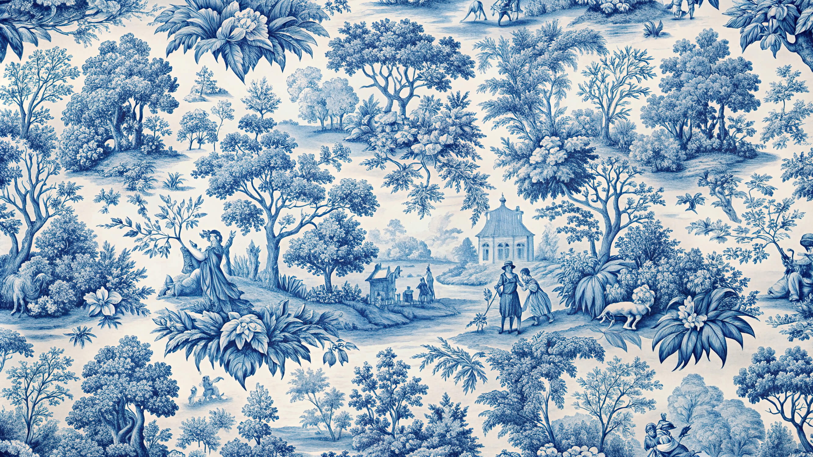 Chambre Papier Peint Toile de Jouy Moderne