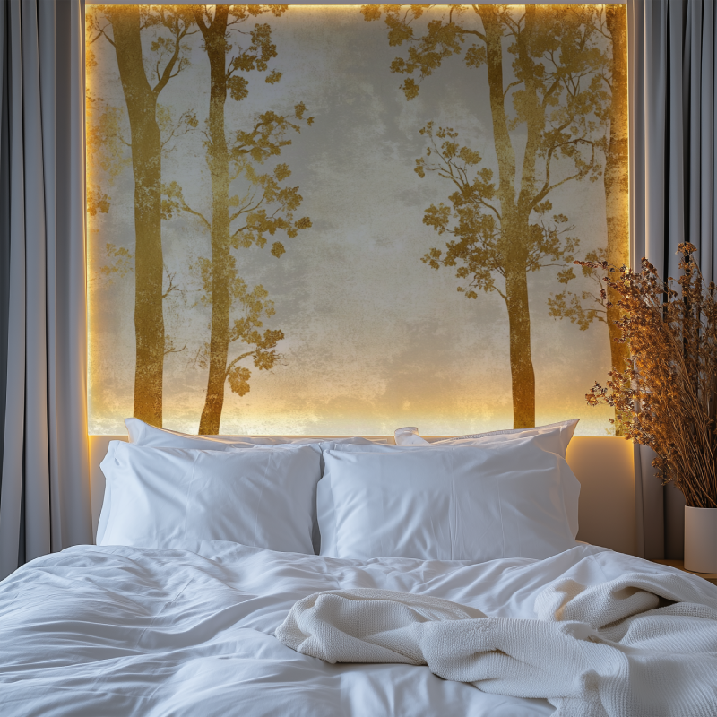 Papier peint arbre dore chambre premium