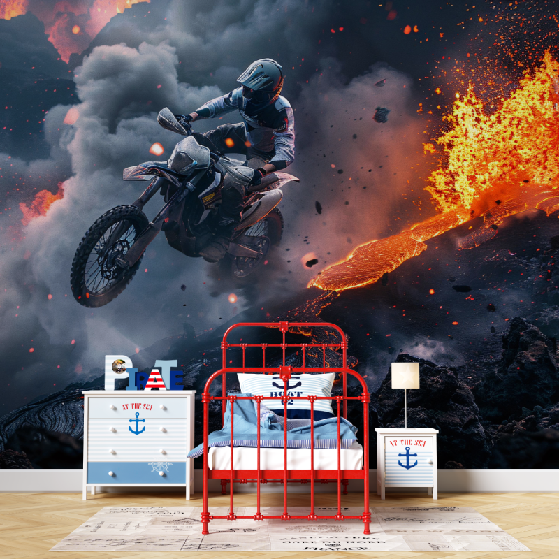 Papier peint garcon moto volan garcon567