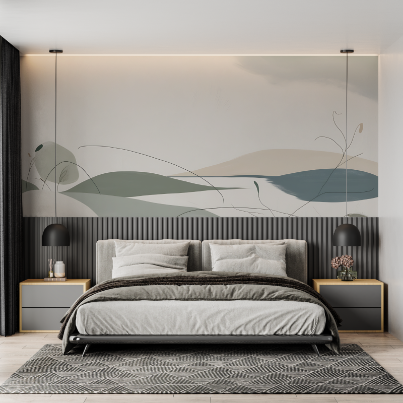 Papier peint aquarelle minimaliste abstrait mural adulte