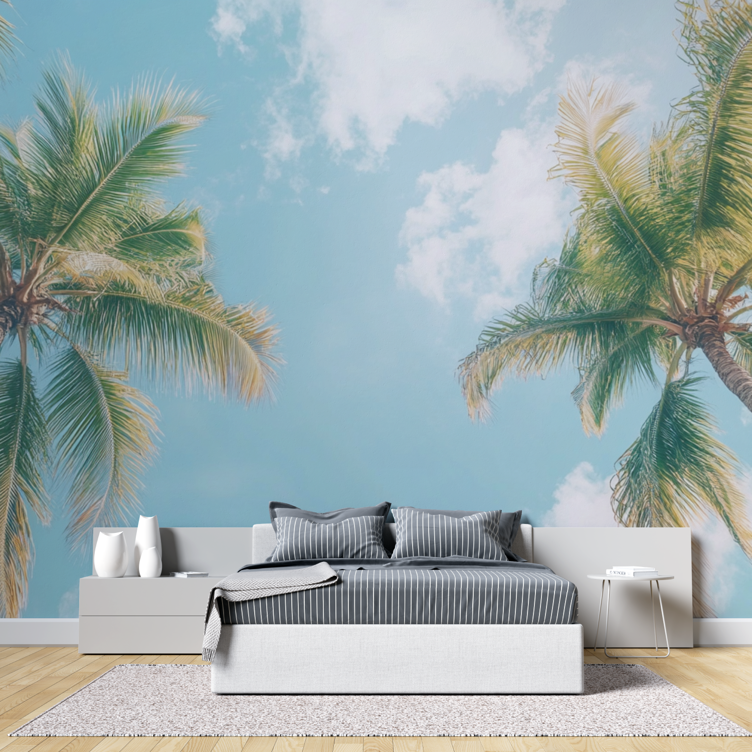 Papier peint trompe loeil plage tete de lit