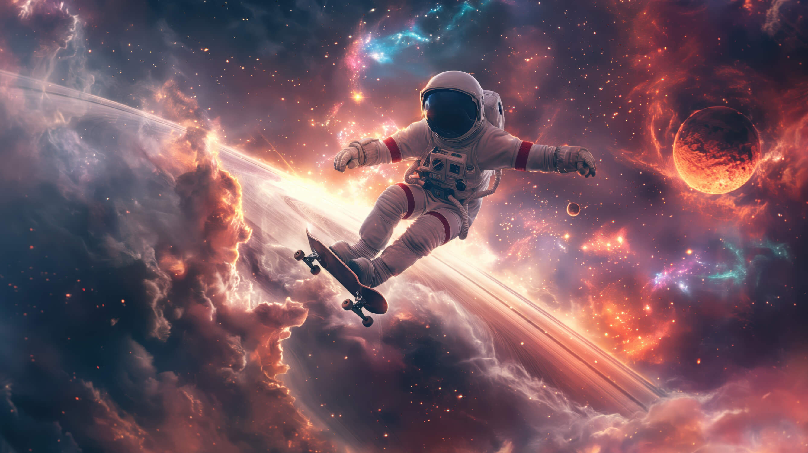 Papier peint garçon skateboard astronaute