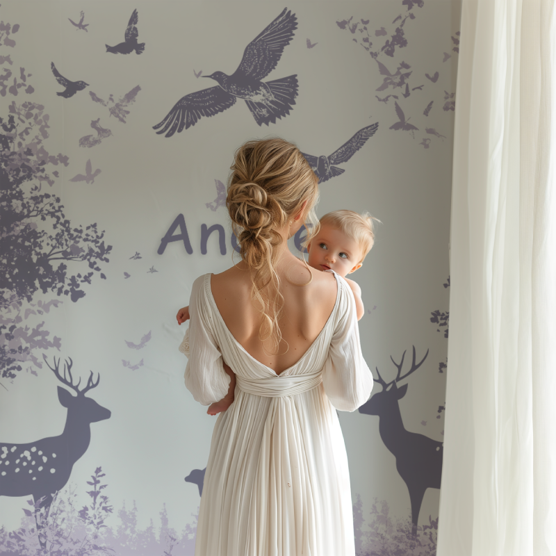 Papier peint prenom violet bb123