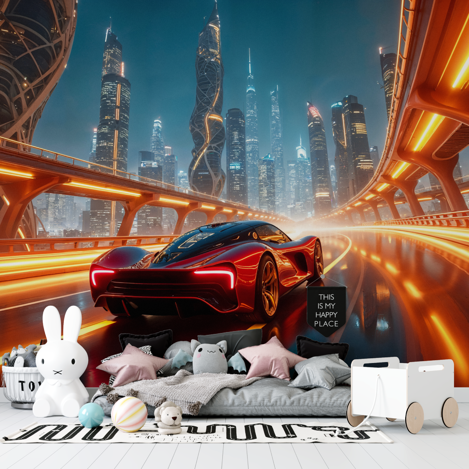 Papier peint 3d voiture futuristique tapisserie garcon