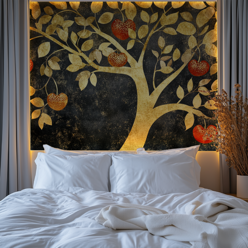 Papier peint arbre fruit dore chambre premium