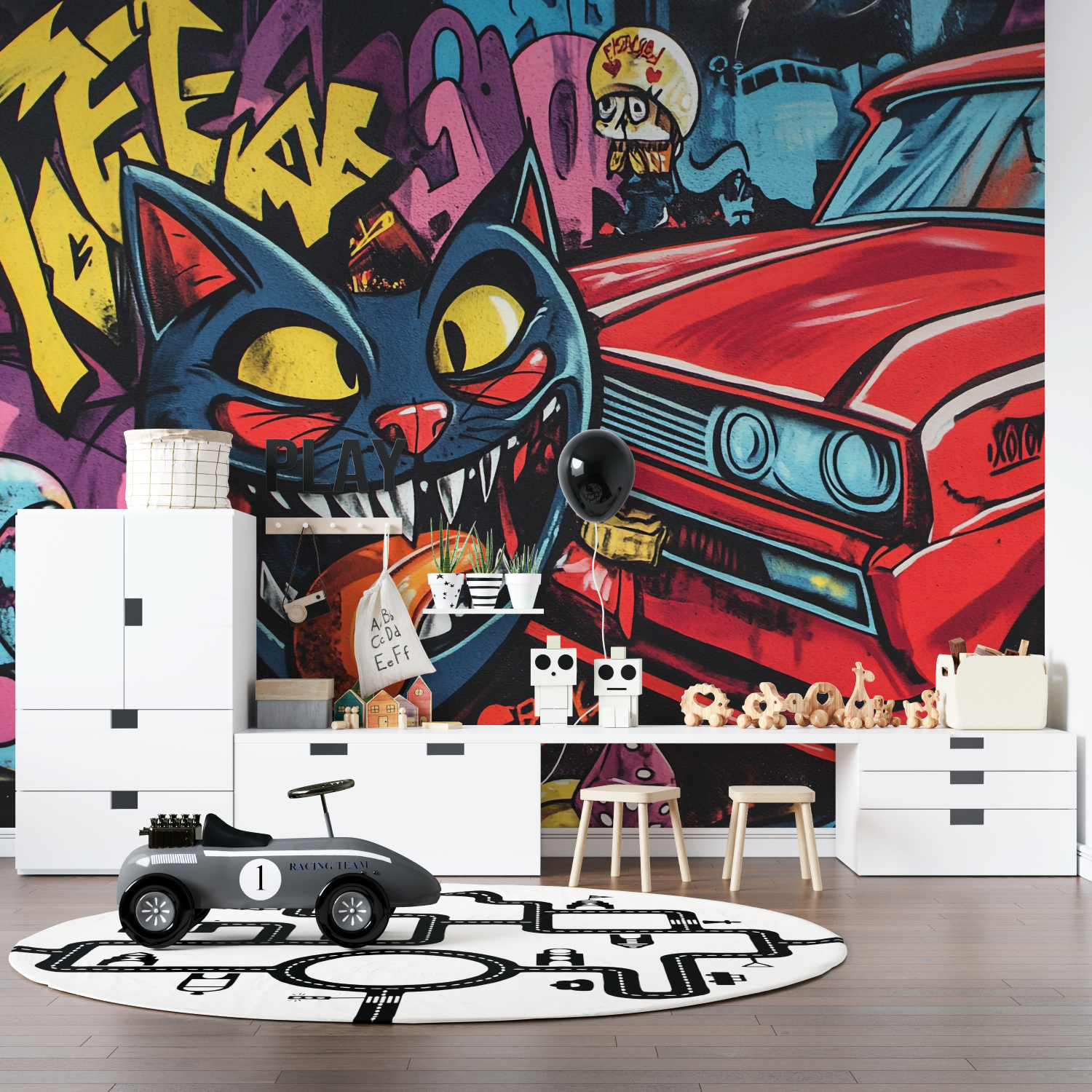 Papier peint graffiti amusant pano anime