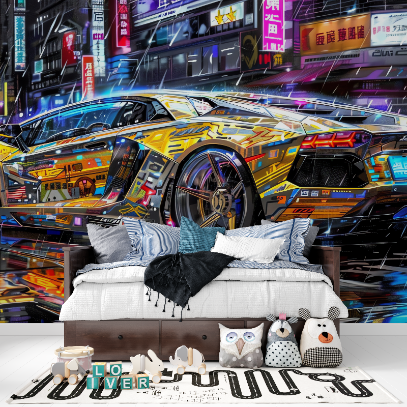 Papier peint voiture de sport tapisserie pour ado