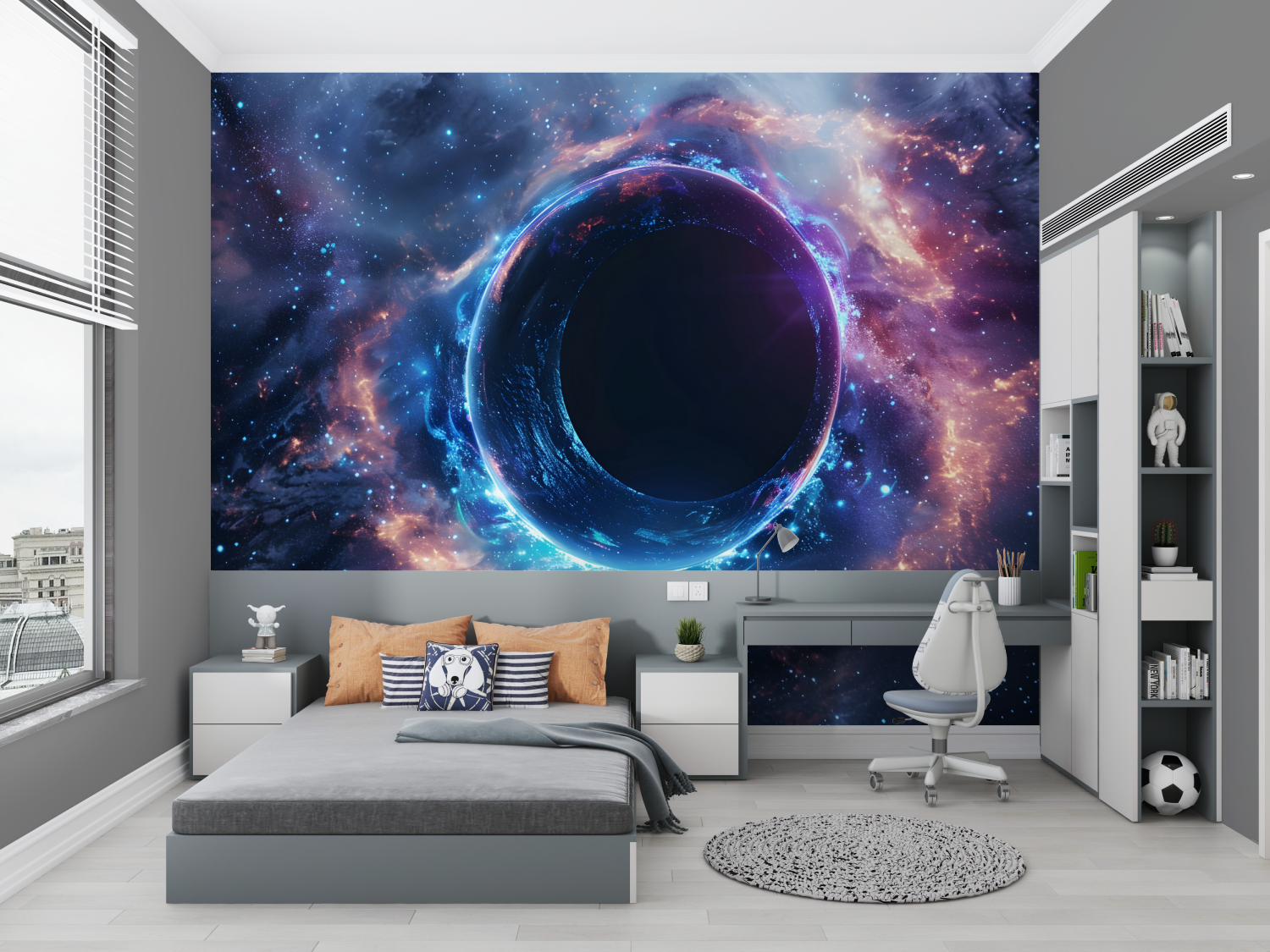 Papier peint espace trou noir chambre petit