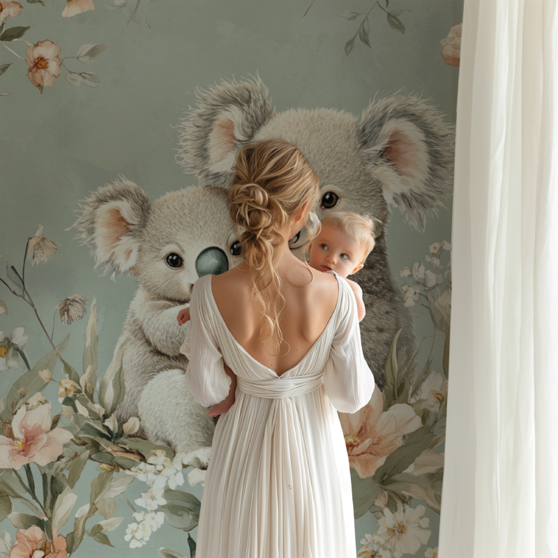 Papier peint koala en velours pastel bb123