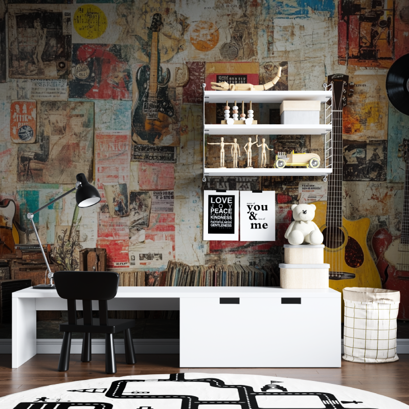 Papier peint vintage style tapisserie chambre ados