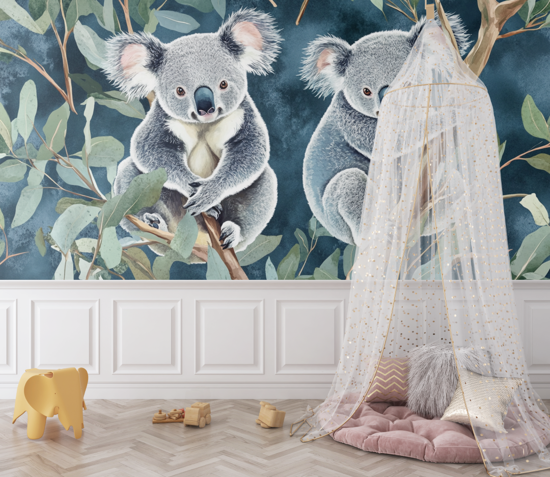 Papier peint koala perche en haut dun arbre bebe