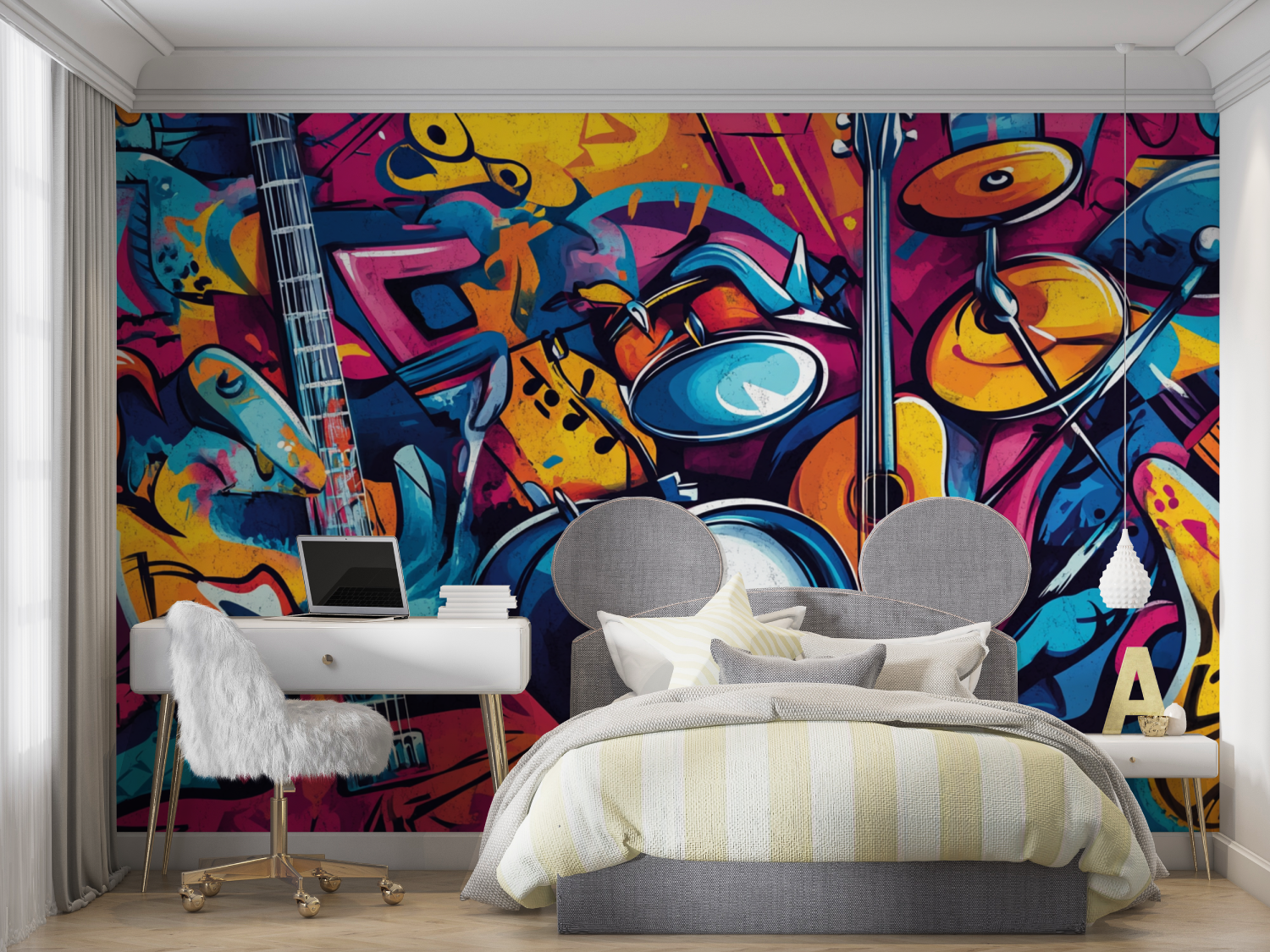 Papier peint fresque musique mur chambre panoramique