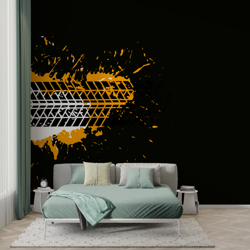 Frise papier peint pneu moto orange garcon123