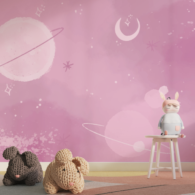 Papier peint ado fille espace planete tapisserie pour fille