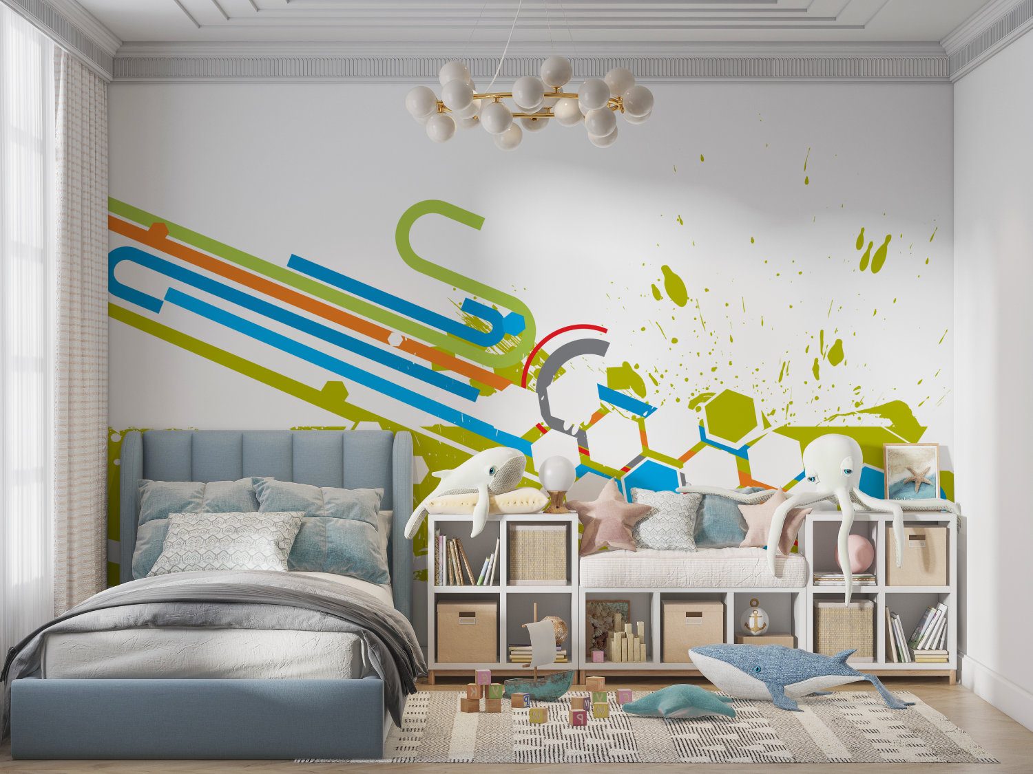 Papier peint logo foot panoramique garcon