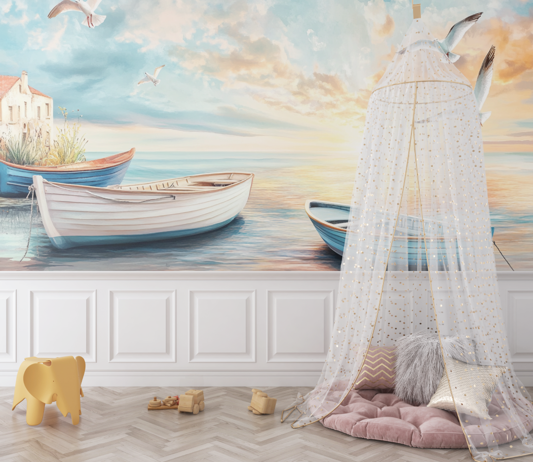 Papier peint marin amarrage bebe
