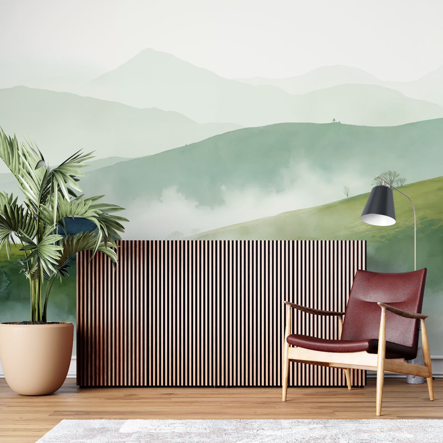 Papier peint aquarelle campagne sur mesure