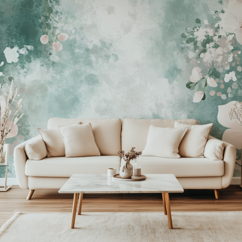 Papier peint fleur canape simple