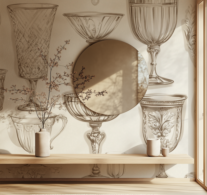 Papier peint vintage verre deau blanc miroir