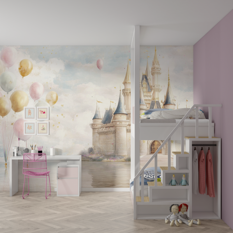 Papier peint princesse celebration mur chambre fille