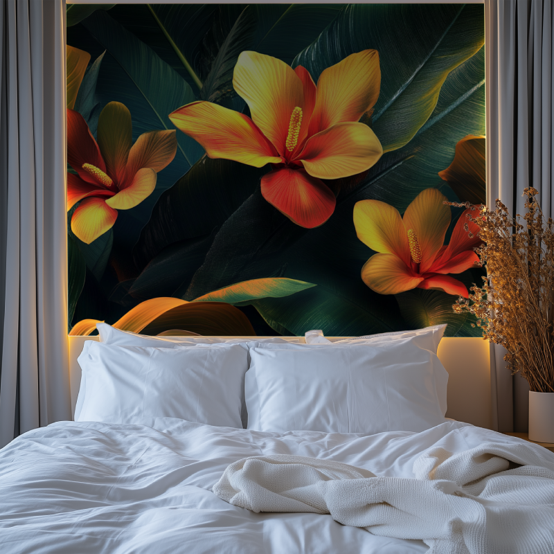 Papier peint fleur bananier chambre tendanc