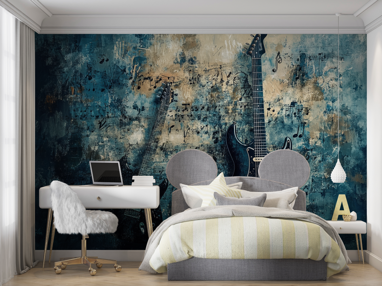 Papier peint guitare co mur chambre panoramique