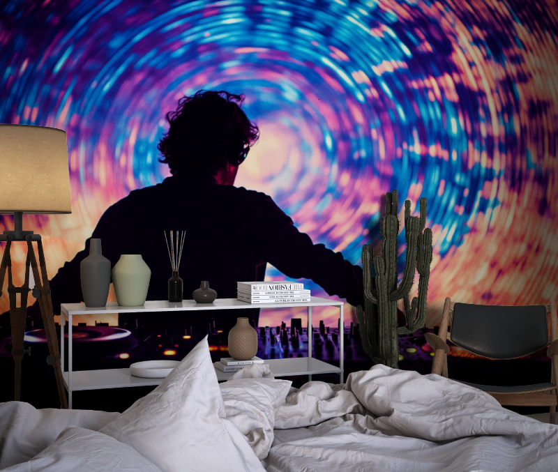 Papier peint dj mix chambre dado1