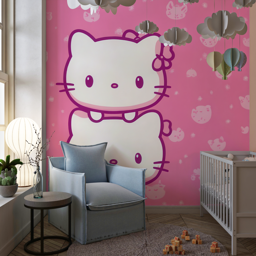 Papier peint hello kitty mural chambre de fille