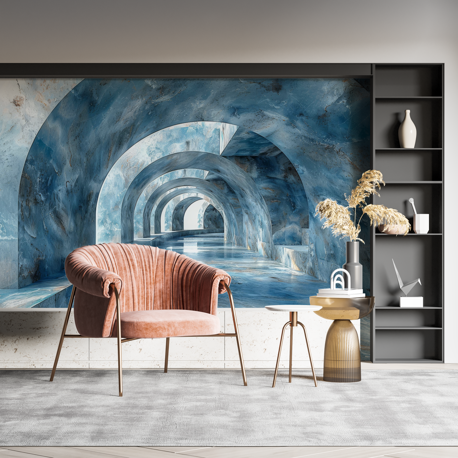 Papier Peint Trompe L Oeil Bleu - merlin leroy