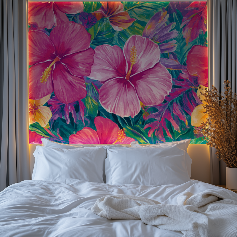 Papier peint fleur tropicale chambre premium