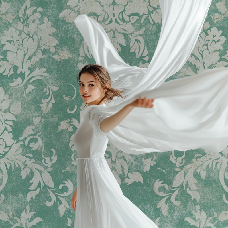 Papier peint vintage vert deau modele