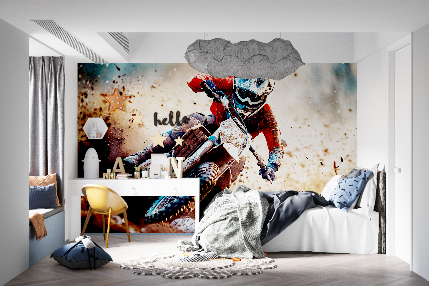 Papier peint moto cross tapisseries murale