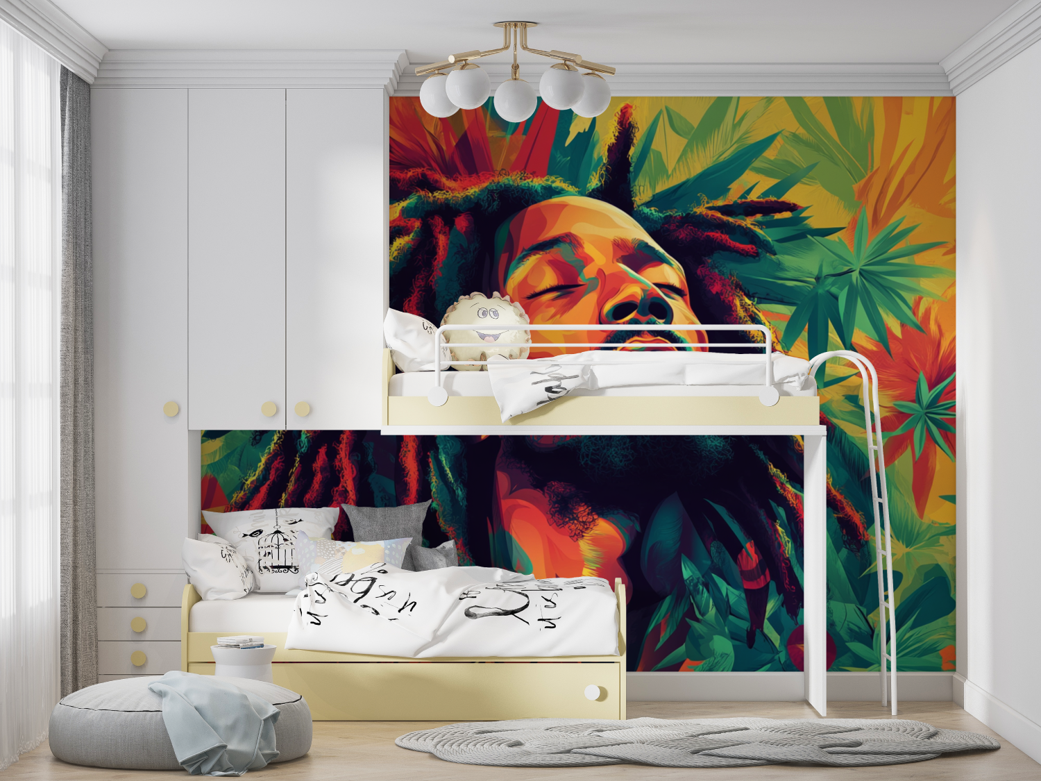 Papier peint reggae bob marley manga hero