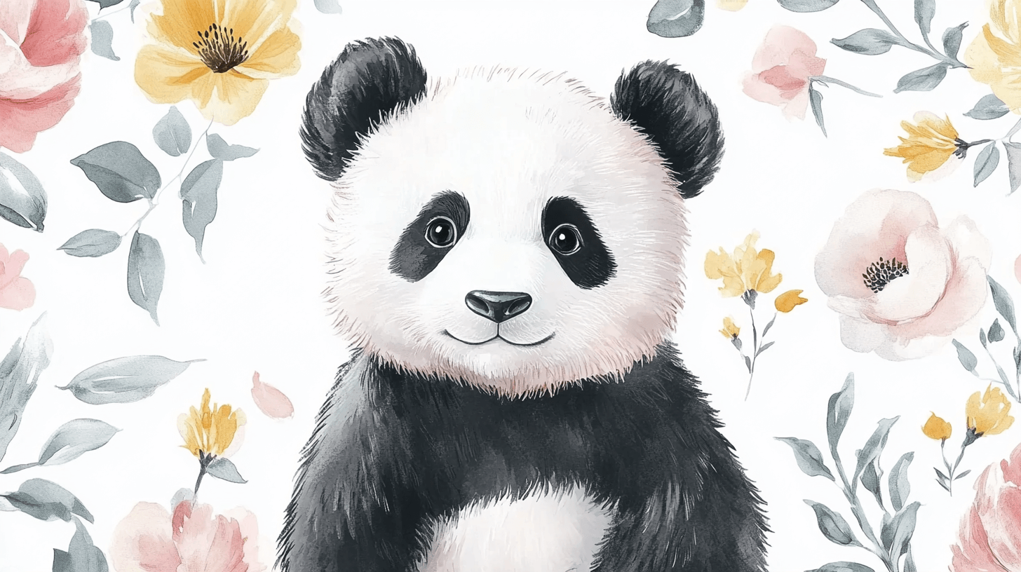 Papier Peint Panda Et Motifs Enfantins