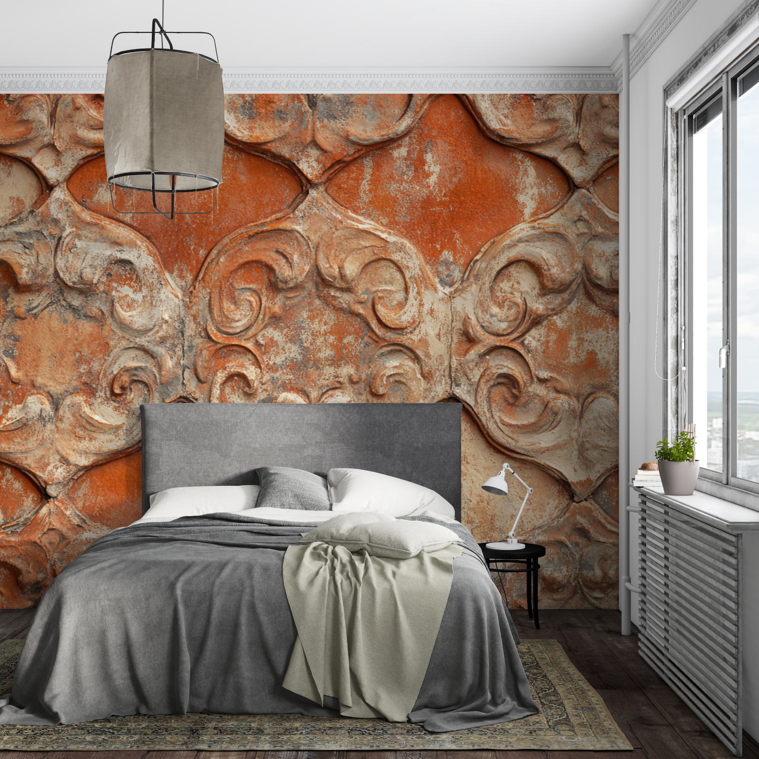 Papier peint terracotta inspiration antique mural