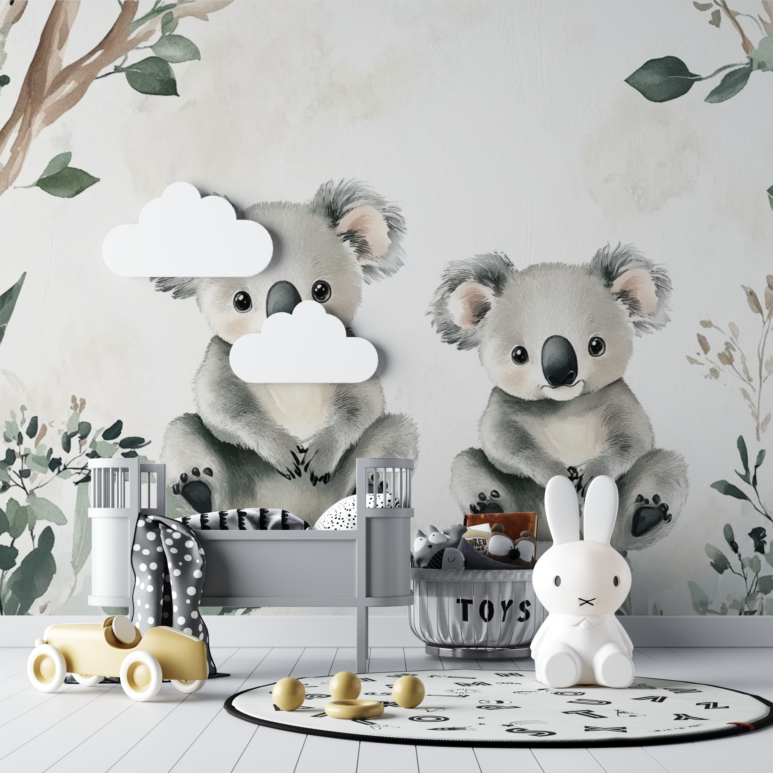 Papier peint koala et matin calin bebe tipi