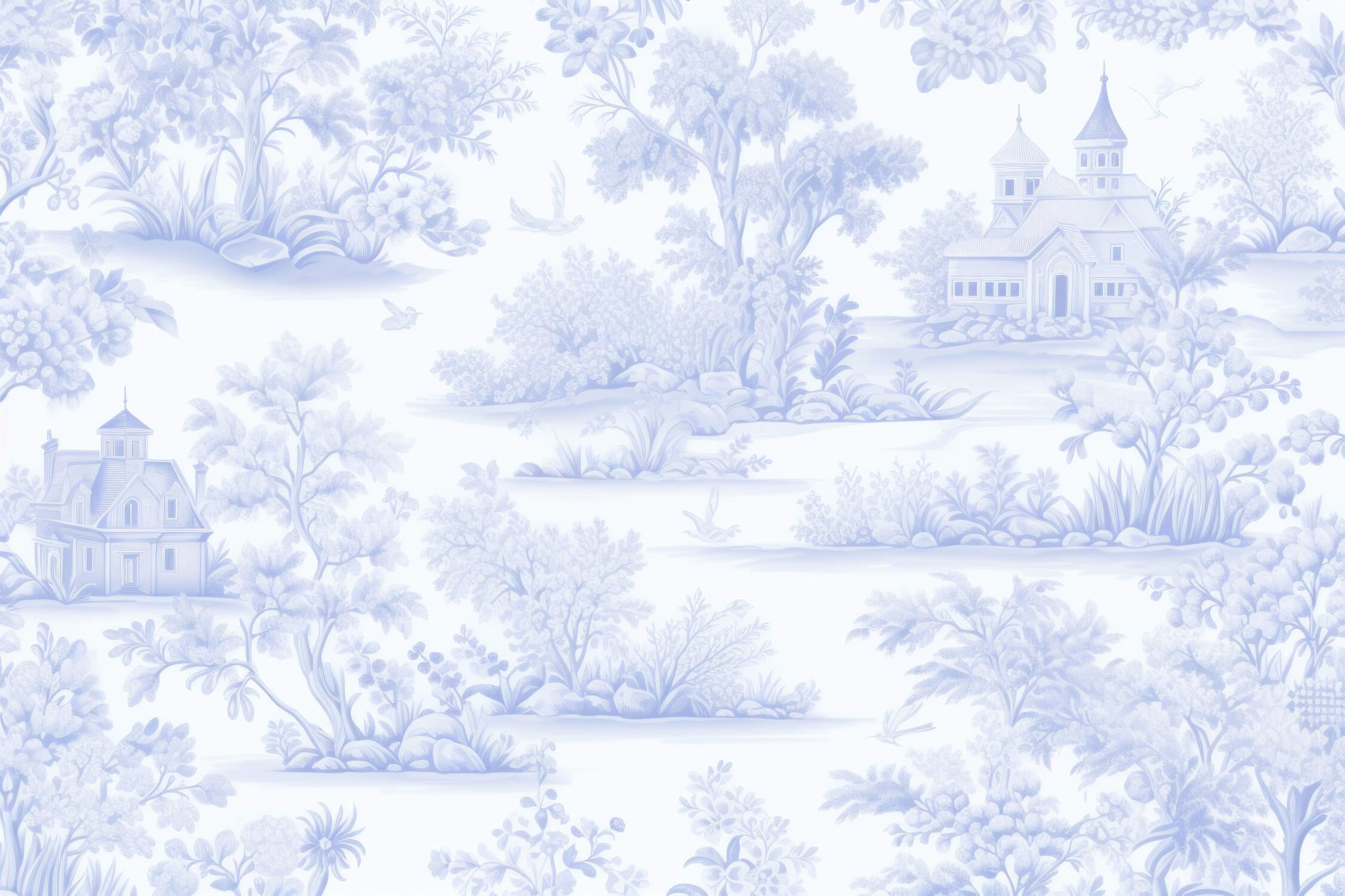 Papier Peint Toile De Jouy Bleu Pastel