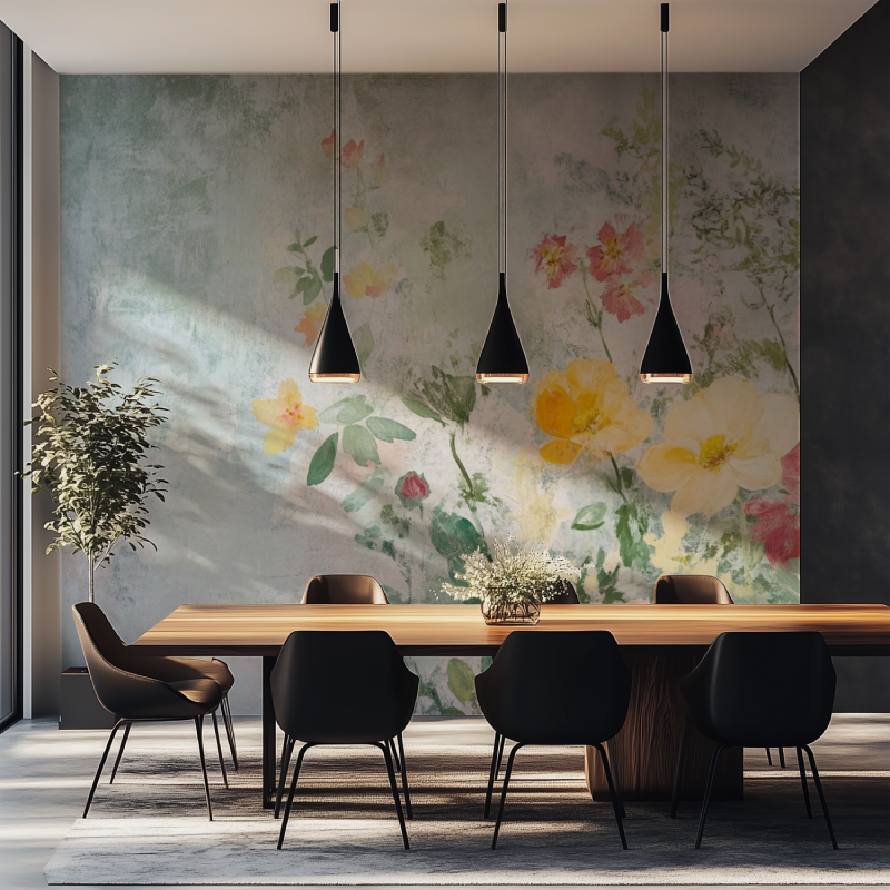 Papier peint fleur allemand salle manger tapisserie