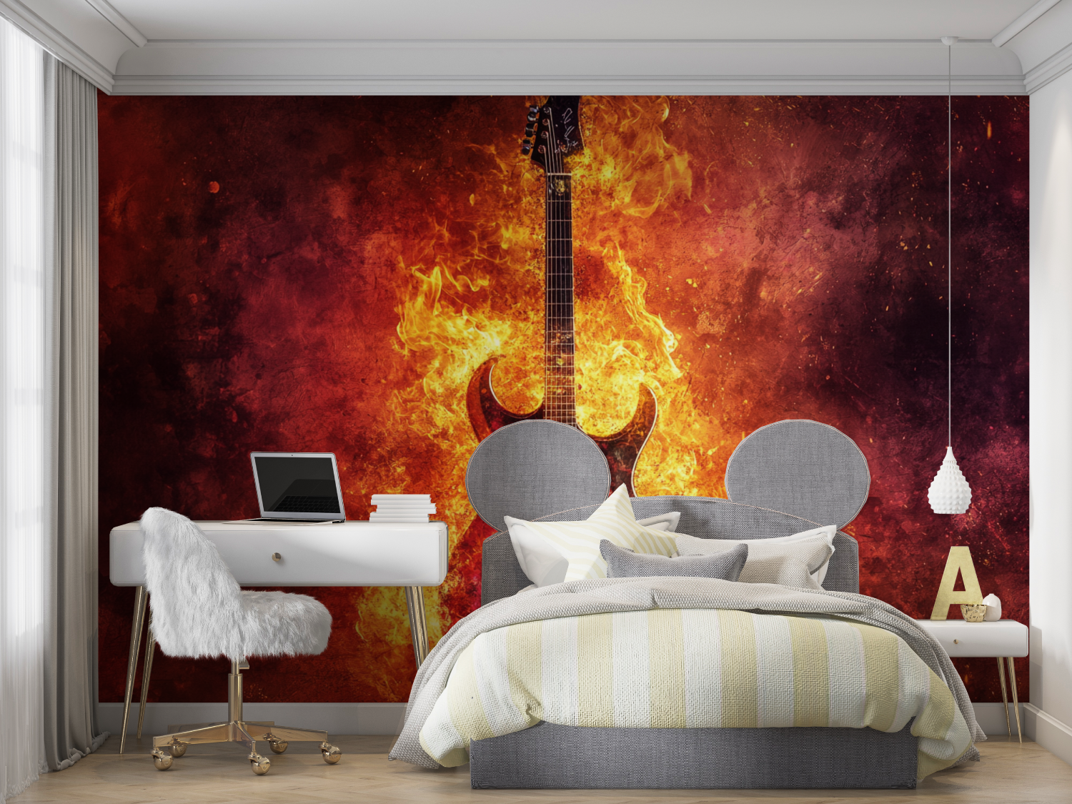 Papier peint guitare electrique mur chambre panoramique