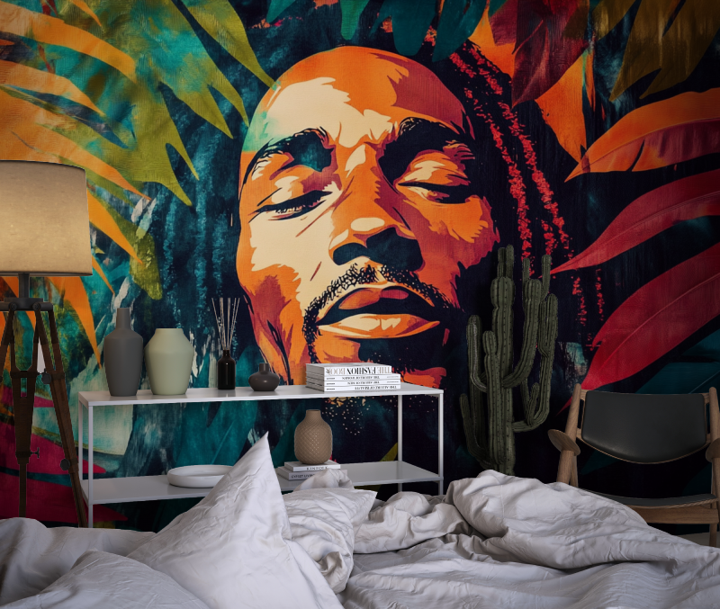Papier peint tapisserie bob marley chambre dado1