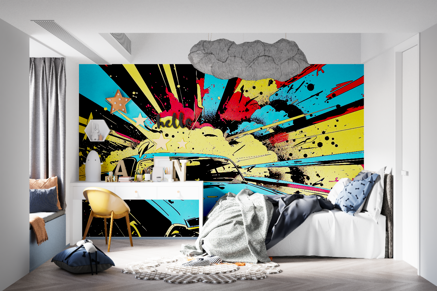 Papier peint hd voiture graffiti tapisseries murale