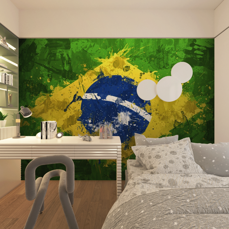 Papier peint foot bresil chambre adolescents