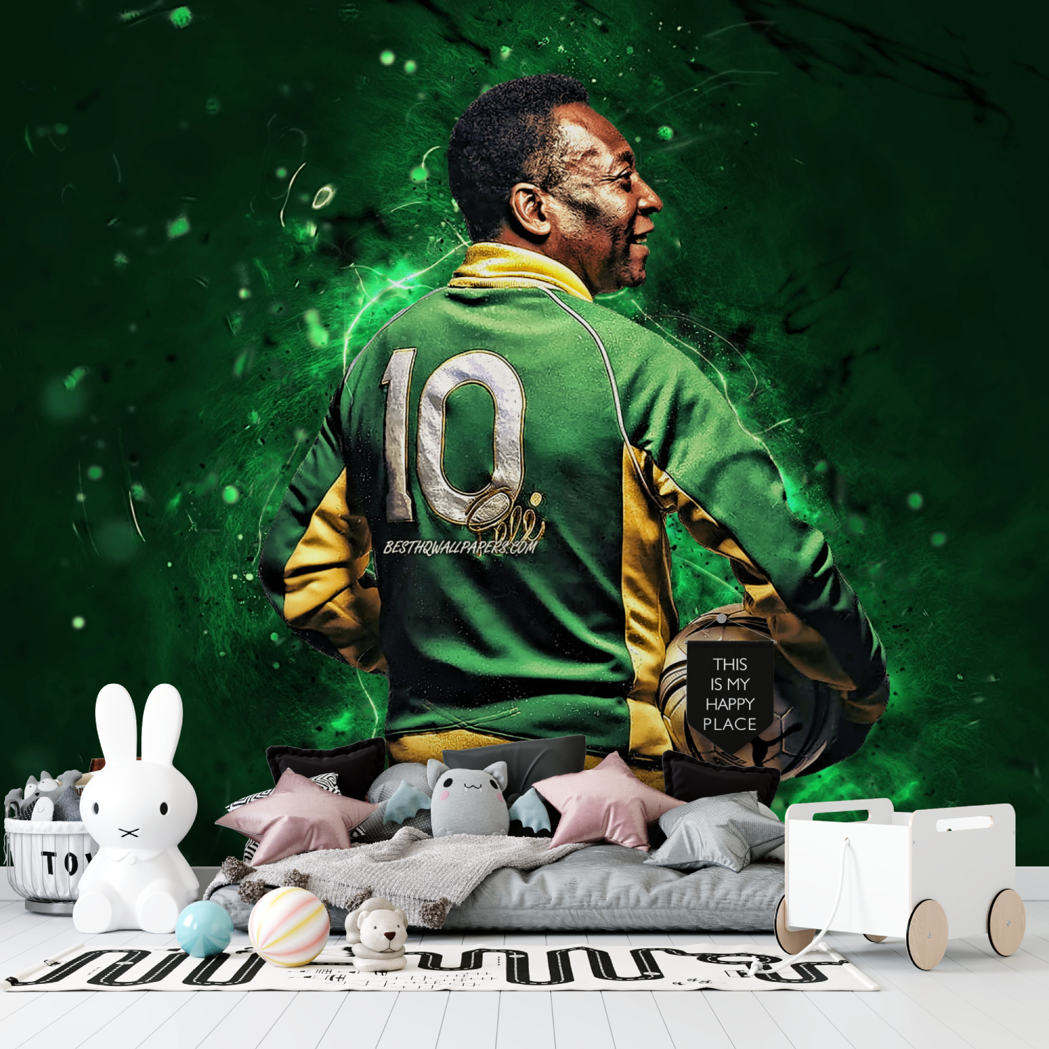 Papier peint foot vestiaire tapisserie garcon